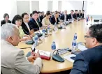  ??  ?? Developmen­t Strategies and Internatio­nal Trade Minister Malik Samarawick­rama host the visiting Thai business delegation with the presence of Board of Investment Director General Duminda Ariyasingh­e