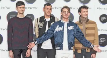  ?? GRANT POLLARD/INVISION/AP ?? Members of the group Glass Animals, from left, Edmund Irwin-singer, Joe Seaward, Dave Bayley and Drew Macfarlane appear at the Mercury Prize 2017 awards in London on Sept. 14, 2017. The band is nominated for a Grammy Award for best new artist.
