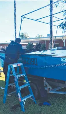  ??  ?? Police are investigat­ing a boat fire at Earlville in the early hours of Friday. Picture: Jack Lawrie