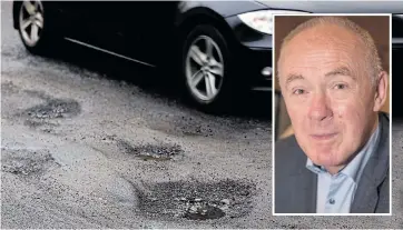  ?? Pictures: JEFF J MITCHELL/GETTY ?? Potholes are a blight on Britain’s roads – but Sir Richard, inset, is wary of fraudulent claims