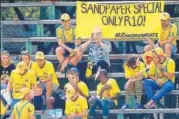  ?? AFP ?? South African fans had mocked Aussie balltamper­ing incident.