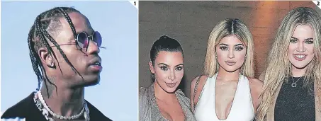  ??  ?? (1) El rapero Travis Scott es el orgulloso padre del hijo de Kylie. (2) El clan Kardashian-Jenner está más que emocionado con el nuevo miembro de la familia.