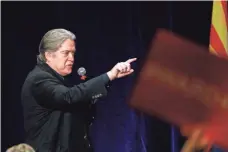  ?? ROSS D. FRANKLIN, AP ?? Steve Bannon speaks at a campaign rally for Arizona Senate candidate Kelli Ward last week in Scottsdale, Ariz.