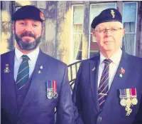  ??  ?? Veterans Brian Painter and his father John Painter at the Macclesfie­ld Remembranc­e Service