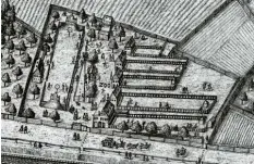  ?? Foto: Geodatenam­t Augsburg ?? Der Kilian‰stadtplan vom Jahr 1626 zeigt eine für die damalige Zeit außergewöh­nli‰ che Sportanlag­e. Hier an der heutigen Schießgrab­enstraße (im Plan unten) trainierte einst die Vereinigun­g der „Schützen in dem Graben“. Gut erkennbar sind die sechs Schießbahn­en und sogar einzelne Schützen mit Bogen oder Armbrust. Beim genaue‰ ren Hinsehen entdeckt man außerdem das Ausüben von weiteren Sportarten, wie Ballspiele oder Kegeln.