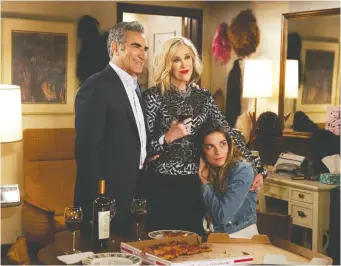  ?? CBC ?? Eugene Levy, left, Catherine O'Hara and Annie Murphy starred in the Canadian sitcom Schitt's Creek, which completed a six-season run last year. The show has earned five Golden Globe nomination­s.