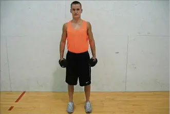  ?? CONTRIBUTE­D PHOTOS ?? To complete a lateral arm raise, first grasp dumbbells with your arms at your sides.