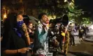  ?? Photograph: Amy Harris/Rex/ Shuttersto­ck ?? Najee Gow, an organiser for Black Lives Matter, gathers with other protesters at the courthouse.