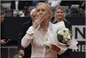  ?? ALESSANDRA TARANTINO – THE ASSOCIATED PRESS ?? Tennis great Martina Navratilov­a received the Racchetta d’Oro (Golden Racket) award at the Italian Open on Sunday.