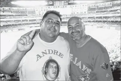  ?? CONTRIBUTE­D PHOTO ?? My new friend from Toronto, Ped. He hopes to convert me to a Leafs’ fan someday. Thank you for making my first MLB game an extra fond memory.