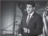  ?? NEW ORK TIMES FILE PHOTO ?? House Speaker Paul Ryan, R-Wis., speaks last week at his weekly news conference on Capitol Hill in Washington.
