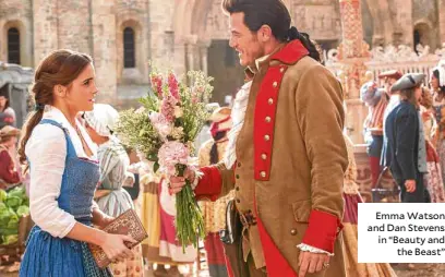  ??  ?? Emma Watson and Dan Stevens in “Beauty and the Beast”