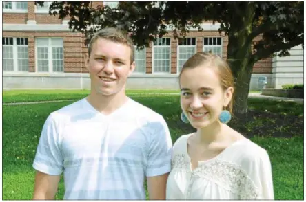  ?? NICK WILL — ONEIDA DAILY DISPATCH ?? Cazenovia’s Class of 2014Valedi­ctorian Kevin Hopsicker and Salutatori­an Emma Dudley said their calculus and geometry teacher Ronald Luteran was a driving force behind their success.