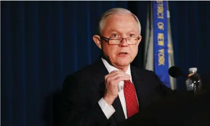  ??  ?? Attorney General Jeff Sessions Delivers Remarks On National Security In NYCNEW YORK, NY - NOVEMBER 02: Attorney General Jeff Sessions speaks about domestic security in New York on November 2, 2017 in New York City. Sessions, the nation’s top law...