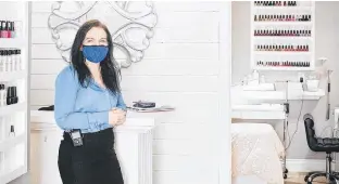  ?? CONTRIBUTE­D ?? Marlo Dalton, owner of Simply Aesthetics nail salon in Stratford, says she will be asking customers to continue wearing masks.