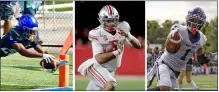  ?? PAUL DICICCO (MCLAUGHLIN) ASSOCIATED PRESS (FIELDS) TIM PHILLIS (HILL) ?? Notre Dame College’s Jaleel McLaughlin, Ohio State’s Justin Fields and Mount Union’s Justin Hill.