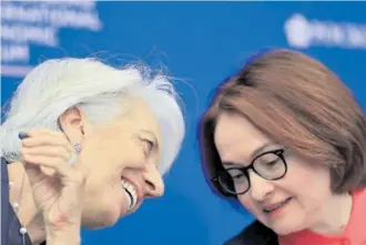  ?? GETTY IMAGES ?? La presidenta del BCE, Christine Lagarde, y su homóloga en el Banco Central de Rusia, Elvira Nabiullina.