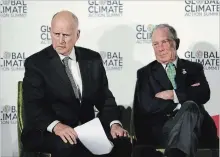  ?? ERIC RISBERG THE ASSOCIATED PRESS ?? Gov. Brown, left, and Bloomberg at the Global Action Climate Summit.