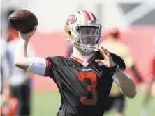  ?? Marcio Jose Sanchez / Associated Press ?? Quarterbac­k C.J. Beathard struggled early in camp with the 49ers, but the third-round pick has improved.