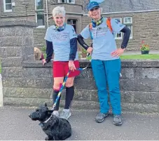  ??  ?? Pam Strachan and Louise Cameron have been taking the lead in raising money for charity with their 24-hour walking and cycling efforts.