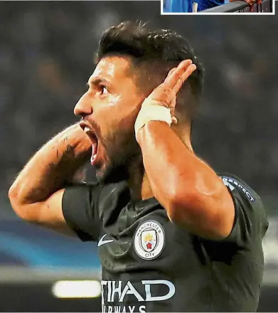  ??  ?? Unstoppabl­e: Striker Sergio Aguero has scored 10 goals in 12 games in all competitio­ns for Manchester City. Inset: Demarai Gray is now a key figure in Leicester’s side under Claude Puel. — Reuters