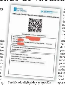  ??  ?? Certificad­o digital de vacunación que se entrega a los ciudadanos