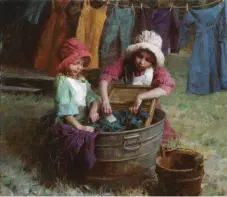  ??  ?? The Laundry Helpers, oil on linen, 26 x 30”