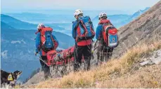  ?? FOTO: BERGWACHT ?? Rund um die Uhr im Einsatz, an 365 Tagen im Jahr: Gut 500 aktive Bergwachtl­er sind in den Allgäuer Alpen ehrenamtli­ch tätig. Von Mai bis Mitte Oktober absolviert­en sie 654 Einsätze.