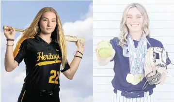  ?? MATIAS J. OCNER (LEFT) AND COURTESY OF CORAL SPRINGS CHARTER (RIGHT) ?? Heritage’s Emily Legette (left) is committed to Virginia Tech while Charter’s Brianna Godfrey is headed to Marshall.