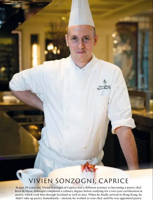  ??  ?? RUNNER-UP Now The Peninsula Hong Kong’s executive pastry chef, François Delaire’s previous tenure at Macau’s Robuchon au Dôme and Rech by Alain Ducasse establishe­d his signature style of using vibrant colours and seasonal fruit in his plated creations at Gaddi’s.