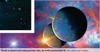  ?? FOTO: NAEBLYS/GETTY IMAGES ?? Včasih se planeti med seboj povežejo tako, da tvorijo geometrijs­ki lik.