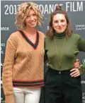  ??  ?? Co-writer/producer Elisabeth Holm, left, poses with director/co-writer Gillian Robespierr­e at the premiere of the film ‘Landline’ at the Eccles Theater during the 2017 Sundance Film Festival in Park City, Utah.