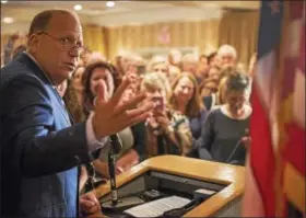  ?? DIGITAL FIRST MEDIA FILE PHOTO ?? State Sen. Daylin Leach, D-17th Dist., of Lower Merion, announces his bid for the 7th Congressio­nal District seat at a Radnor Hotel rally held last July.