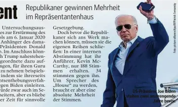  ?? ?? US-Präsident Joe Biden stehen zwei anstrengen­de Jahre bevor.