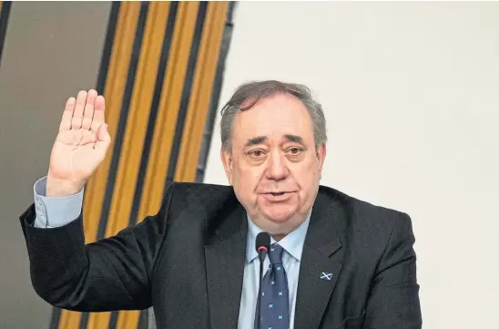  ??  ?? INQUIRY: Former first minister Alex Salmond addressed the committee of MSPS during a six-hour session at Holyrood last Friday.