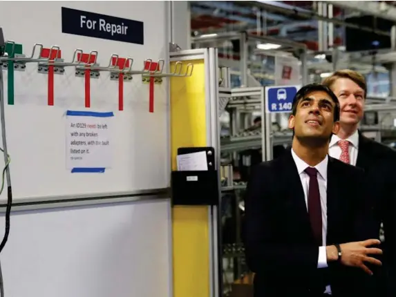  ??  ?? Rishi Sunak in a Worcester factory last week (PA)