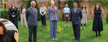  ??  ?? Prince Charles with students from the project, and inset, Nicole Christie in the Dumfries House Textiles Training Centre