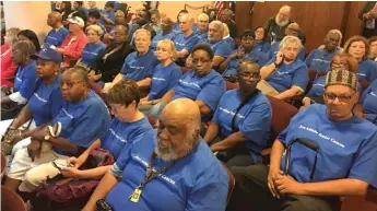 ?? CARLOS BALLESTERO­S/SUN-TIMES ?? Members of the Jane Addams Senior Caucus packed City Council chambers Wednesday.