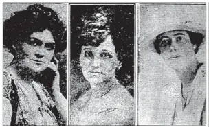  ??  ?? These portraits of (from left) Mrs. Thomas Taylor Cotnam (Florence Brown Cotnam), Mrs. Frank W. Gibb (Mary Newton Gibb) and Miss Josephine Miller appeared on the front of the Arkansas Gazette of July 11, 1918. They were among the first women to attend the state Democratic Party’s convention as delegates.