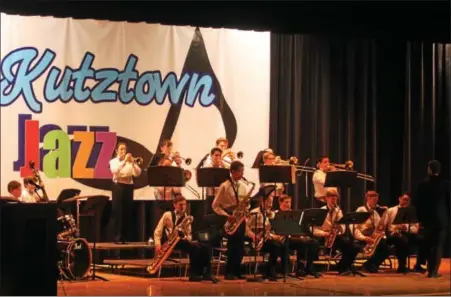  ?? SUBMITTED PHOTO BY MELISSA NOLTE ?? Governor Mifflin Middle School Jazz Band performs at Kutztown Jazz Festival on March 18. They won outstandin­g performanc­e.