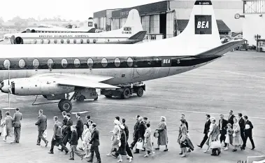  ??  ?? Vickers Viscount at Elmdon Airport – Peter and his family first flew to France in one of these planes