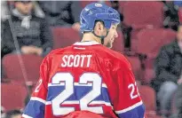  ?? JOHN MAHONEY/POSTMEDIA FILE ?? Montreal Canadiens’ John Scott before a 2016 game.