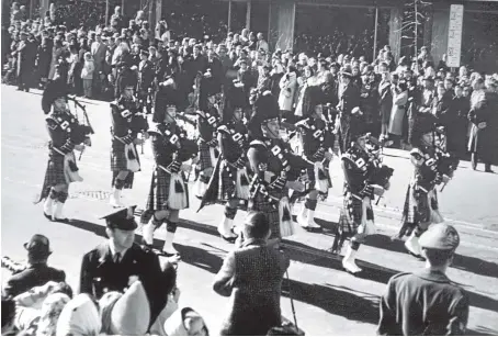  ??  ?? The pipes and drums of the Black Watch at JFK’S funeral in 1963. Pictures: Gareth Jennings/george Mcluskie.