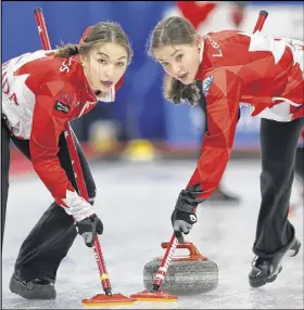  ?? FILE ?? Cousins Karlee, left, and Lindsey Burgess are nominated for a Sport Nova Scotia award. The girls are members of the Kaitlyn Jones rink, which is a finalist for team of the year.