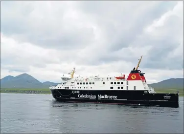  ?? Picture Andrew Price ?? MV Finlaggan operated by Calmac passes by the Isle of Jura