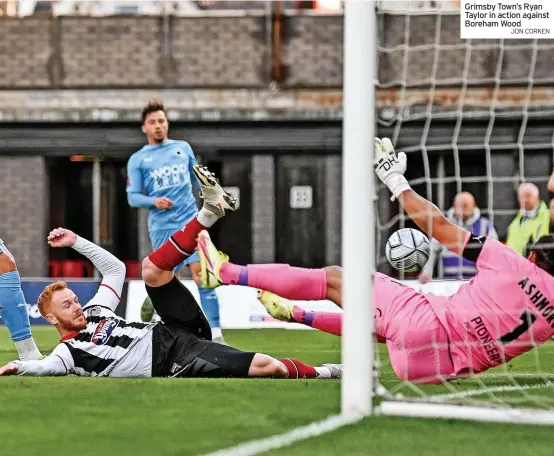  ?? JON CORKEN ?? Grimsby Town’s Ryan Taylor in action against Boreham Wood