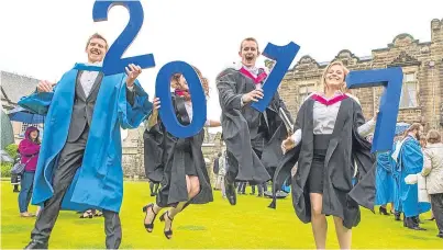  ?? Picture: Steven Brown. ?? From left: Andy Cowton, Nina Murdoch, Sam Malkin and Kirsty McKechnie celebrate their graduation from St Andrews University last month.