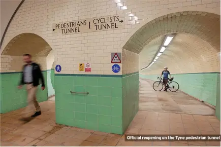  ?? ?? Official reopening on the Tyne pedestrian tunnel