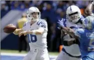  ?? DARRON CUMMINGS — THE ASSOCIATED PRESS ?? Indianapol­is Colts quarterbac­k Andrew Luck was cleared to pracise Monday, but is still likely to miss Sunday’s season opener.