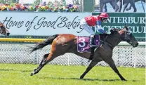  ?? PHOTO: RACE IMAGES SOUTH ?? Kiwi Ida wins the group 3 Canterbury Breeders’ Stakes (1400m) yesterday at Riccarton Park.